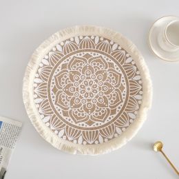 Nordic Braided Placemat Jute Decorative Round Fringe Edge