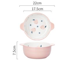 Ceramic Double-ear Large Soup Bowl Anti-scalding Instant Noodle Bowl