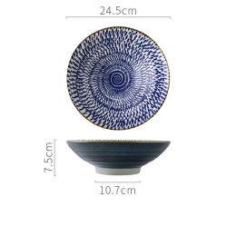 Japanese Thread Homemade Underglaze Retro Ceramic Bowl