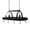 Rustic 2 Light 10 Hook Ceiling Mounted Hanging Pot Rack in Bronze