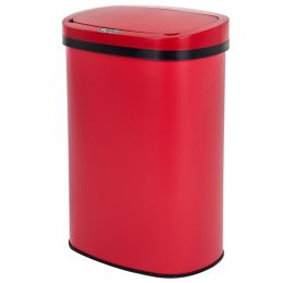 Red 13 Gallon Stainless Steel Motion Sensor Trash Can