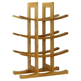 12-Bottle Wine Rack Modern Asian Style in Natural Bamboo