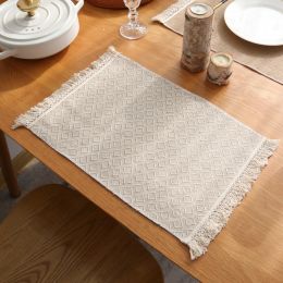 Nordic Style Jute Tassel Placemat Food Photo