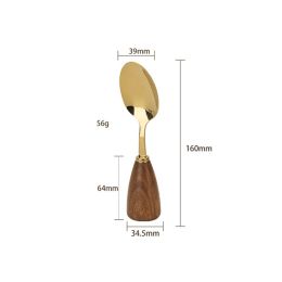 Wooden Handle Stainless Steel Knife Fork Spoon Light Luxury Cute Tableware Set