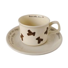 Cartoon Bear English Alphabet Coffee Cup Saucer Set Cup Ceramic Cutlery