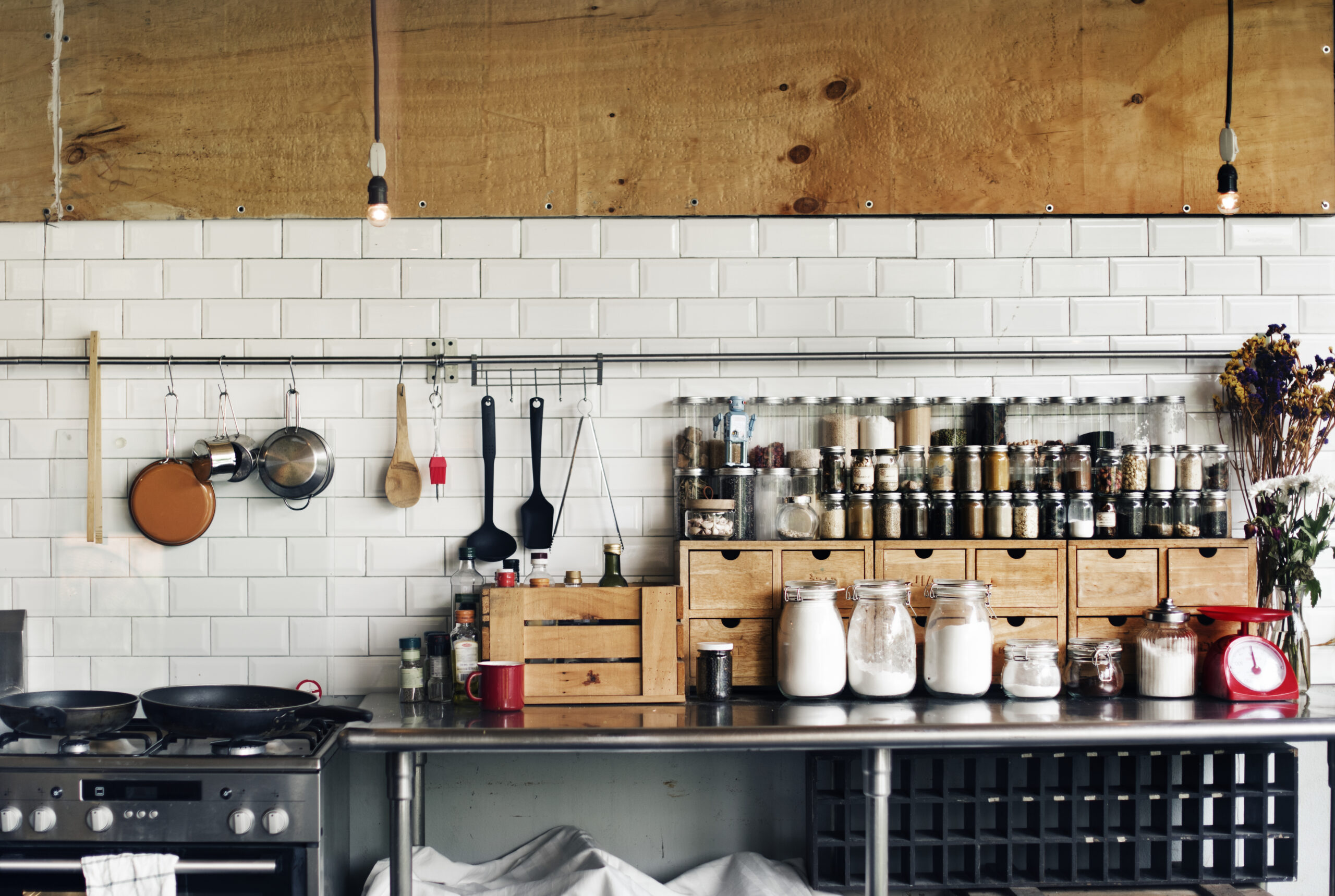 Spacious modular kitchen interior design with stainless stell appliances